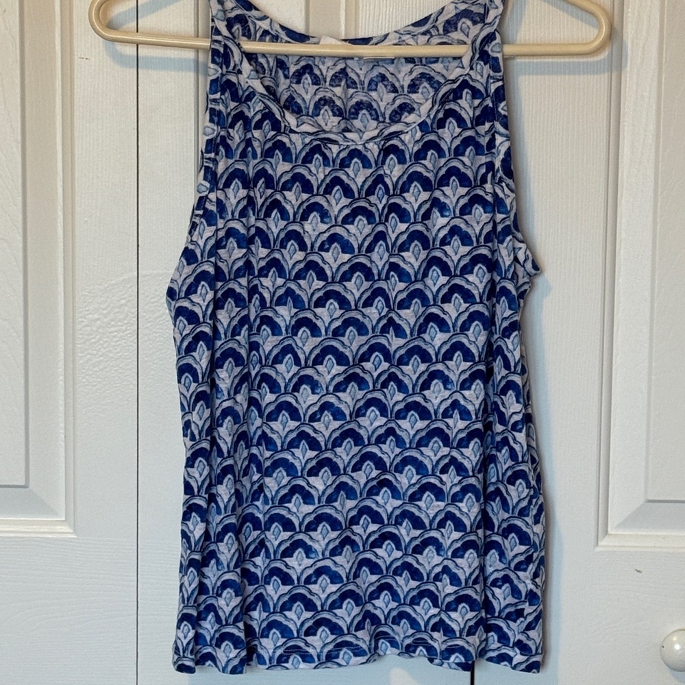 Sigrid Olsen Navy and White Patterned Tank Top